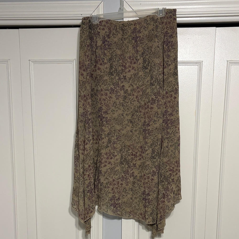 J. Jill Asymmetrical Skirt in Purple and Tan Floral